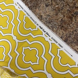 Moroccan style print in yellow- cut of fabric by Mills Creek Fabrics